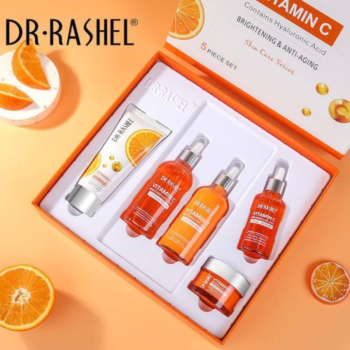 Dr. Rashel C-vitamin 5 db-os öregedésgátló termékből álló készlet C-vitaminnal, hialuronsavval és niacinamiddal a ragyogásért DRL-1557